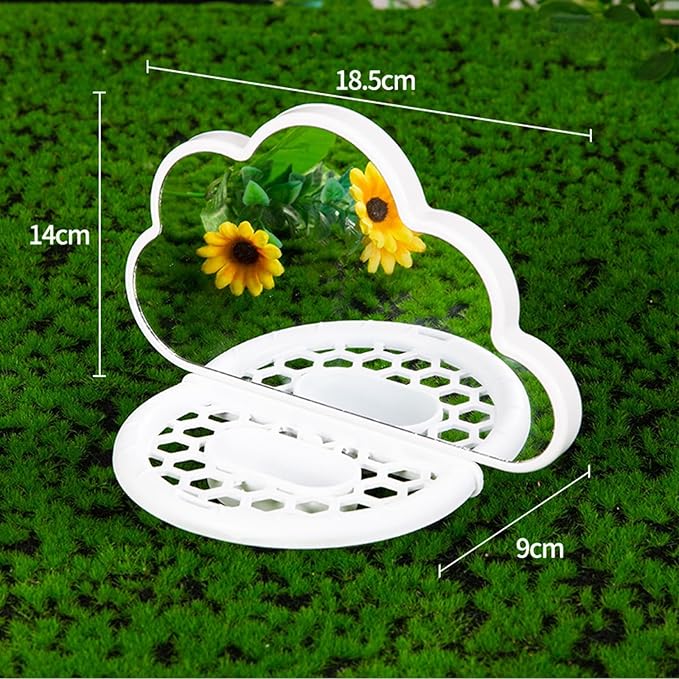 septillar Bird Mirror with Perch Stand, Bird Toys for Parakeet Cockatiel Conure Lovebirds Finch Canaries (White)