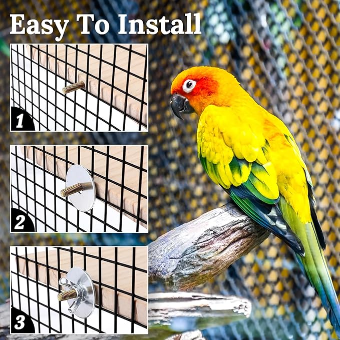 Bird Perch Platform Stand Bird Corner Wood Perch Birds Platform Parrot Stand Flat Fan Shape Playground Cage Accessories Shelf for Parakeet Conure Cockatiel Budgie Gerbil Rat Birds Hamster