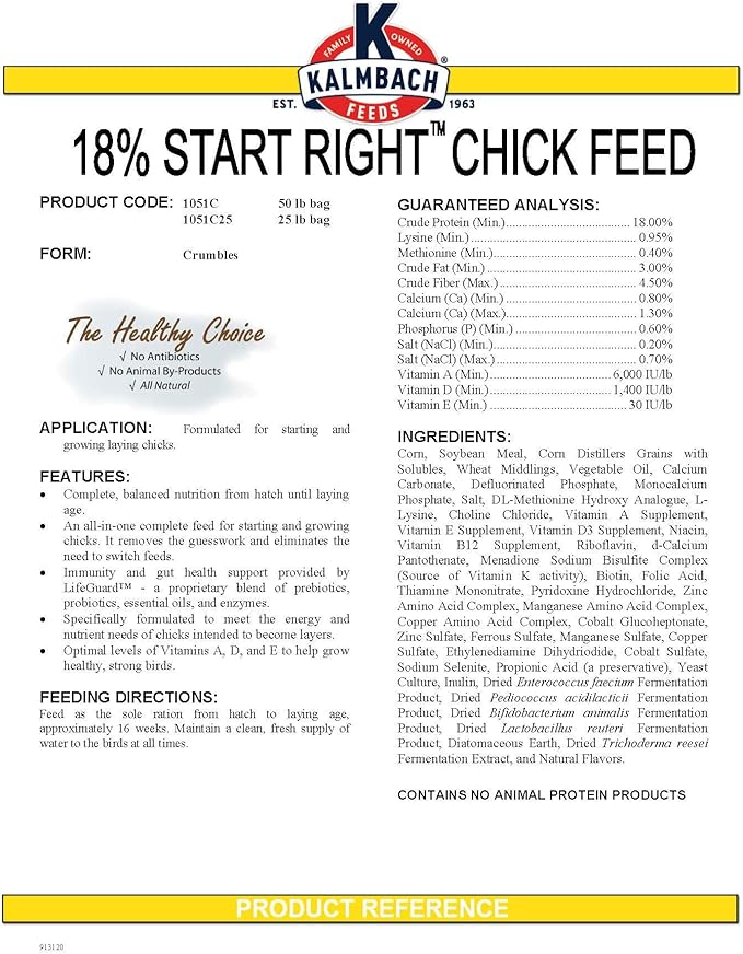 KALMBACH Feeds All Natural 18 Protein Start Right Chick Feed, 25-LB Bag