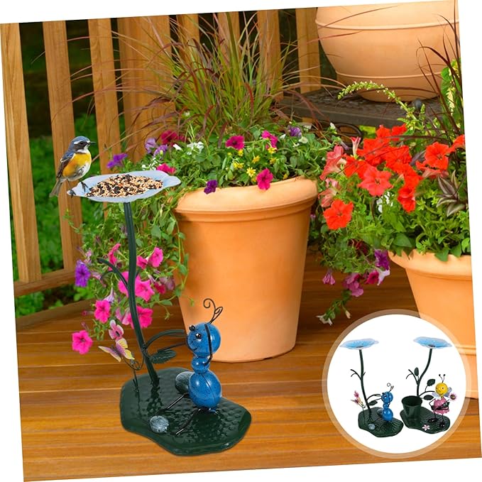 2 Pcs Mini Bird Feeder Garden Decor Metal Outdoor Art for Balconies and Yards Ant Design for Attracting Birds and Enhancing Outdoor Spaces
