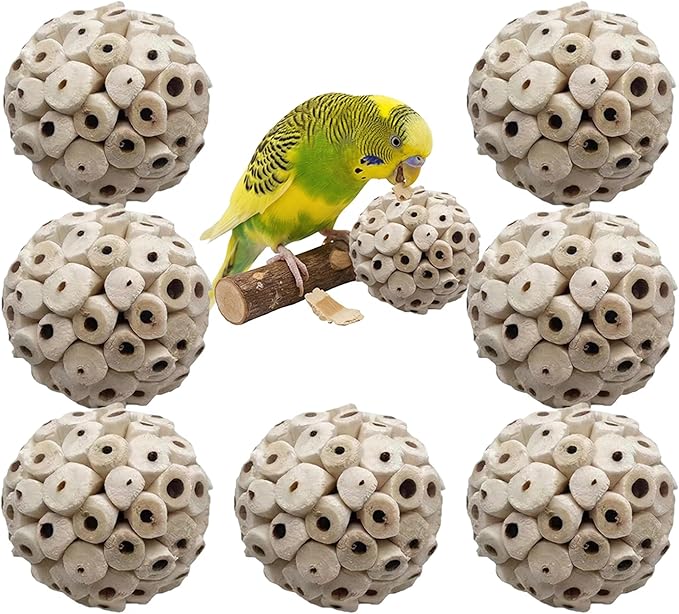 6PCS Sola Ball Bird Toys Bird Foraging Toy Natural Sola Plant Material for Small Birds Parakeets,Conure,Love Birds and Hamsters Small Pets,2.36inch Natural Sola Atta Balls for Pet Chew Toys