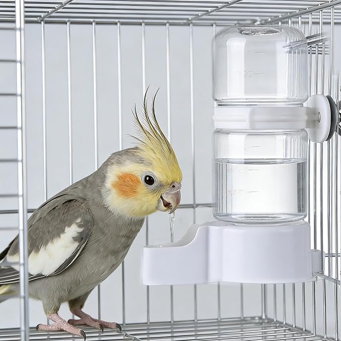 Automatic Bird Water Dispenser Cage Hanging Water Feeder with Anti-Spill Design for Parakeet Canary Small Parrot Lovebirds (2PCS 140ml Water Dispenser)