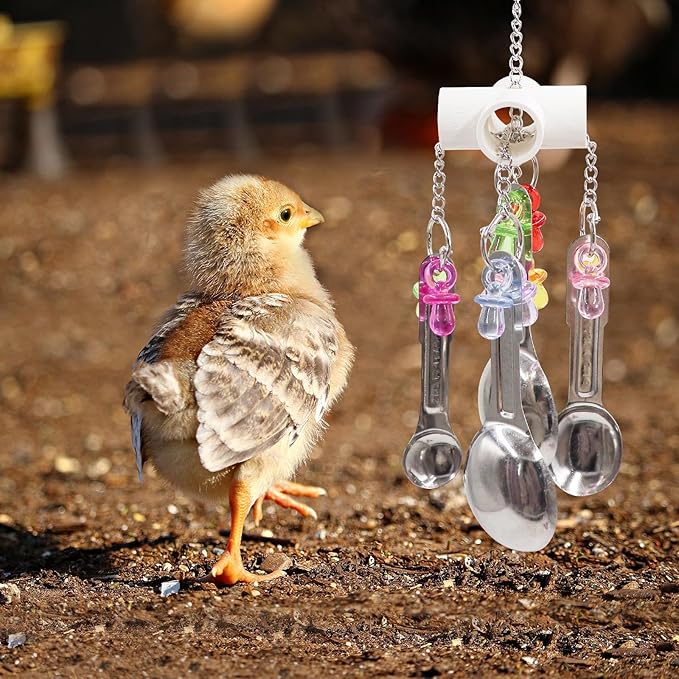 2 Packs Chicken Enrichment Toys with Colorful Decor and Shining Bells, Chicken Toys for Coop Accessories, Play Stuff for Chickens to Peck, Poultry Coop Accessories for Chckens, Hens, Ducks, Geese