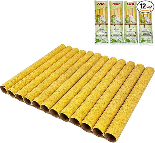 S&X 12-Pack Large Sanded Perch Covers for Parakeets, Lovebirds, Parrotlets, Finches, Canaries, Large Perch Covers,3/4" Diameter X 9" Long
