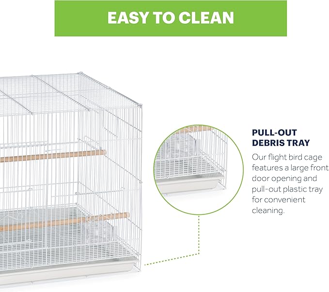 Prevue Pet Products Flight Cage Metal Steel Bird Crate, Multi-Bird Home Stackable Cage for Birds, Home Crate for Extra-Small Pet Parakeets, Finches, and More, White