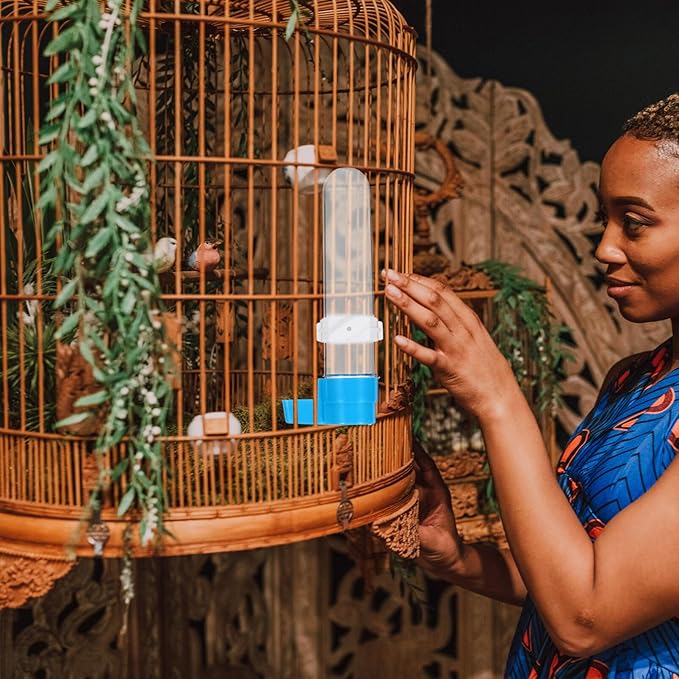 TEHAUX Automatic Parrot Water Drinker 5-Pack for Small Birds Splash-Proof PVC Bird Water Bottles 7.08In Cage Feeder Convenient Bird Drinking Fountain