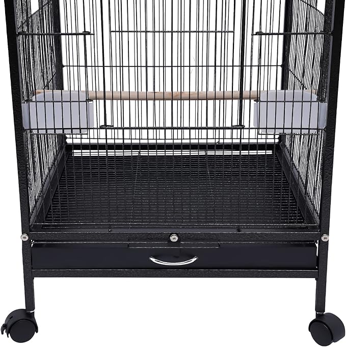 Parakeet Bird Cage with Stand, Metal Pet Bird Flight Cages, Large Finch Bird Cage. for Conure Canary Parekette Macaw Finch Cockatoo Budgie Cockatiels Parrot Pet House,Black