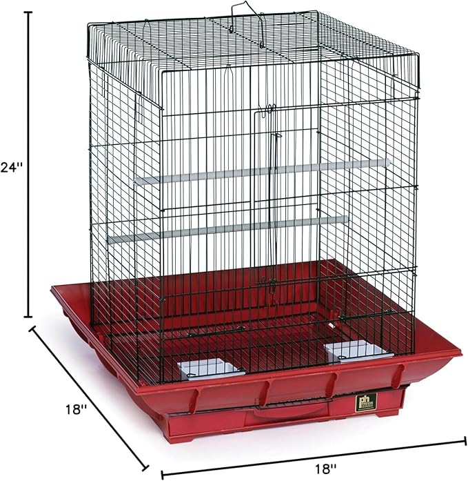 HomeStock Mountain Majesty Clean Life Bird Cage with Spacious Interior, Durable Build, Easy-to-Clean Features, and Secure Design for Birds' Comfort Red