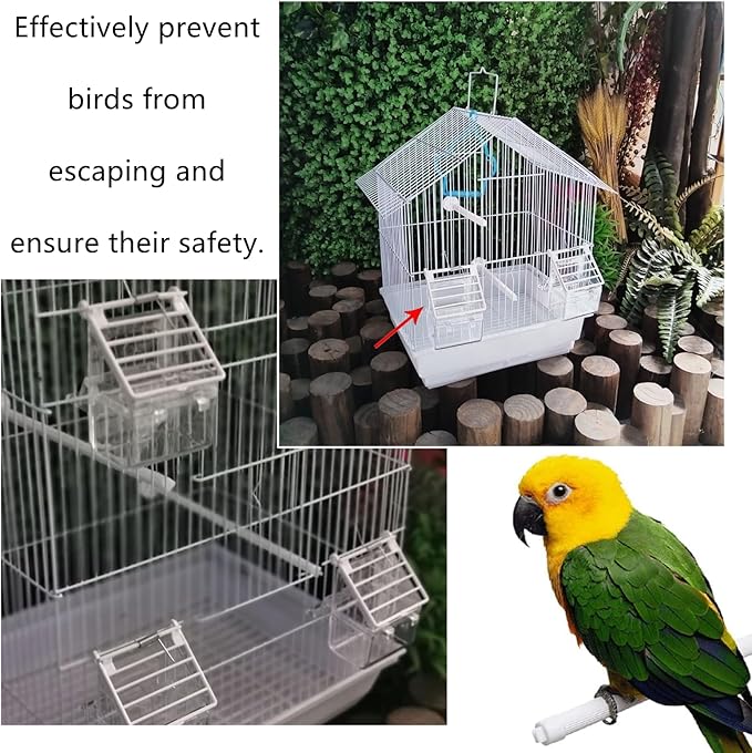 4 Pcs Bird Cage Door Accessories with Spring Wires, Pet Cage Door Parts for Birds, Small Animal(White)