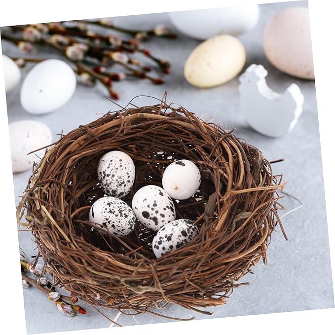 Amosfun 24pcs Easter Simulation Bird Nest with Eggs Artificial Nest Natural Bird Easter Egg Ornament for Decor