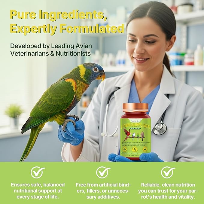 Bird Vitamins for All Cage Birds - Multi-Vitamin for Birds - Supports Bones, Feathers, Energy & Eggshell Quality - Vet-Developed Formula, Dissolves in Water for Easy Daily Use - Net Wt 6.35 oz
