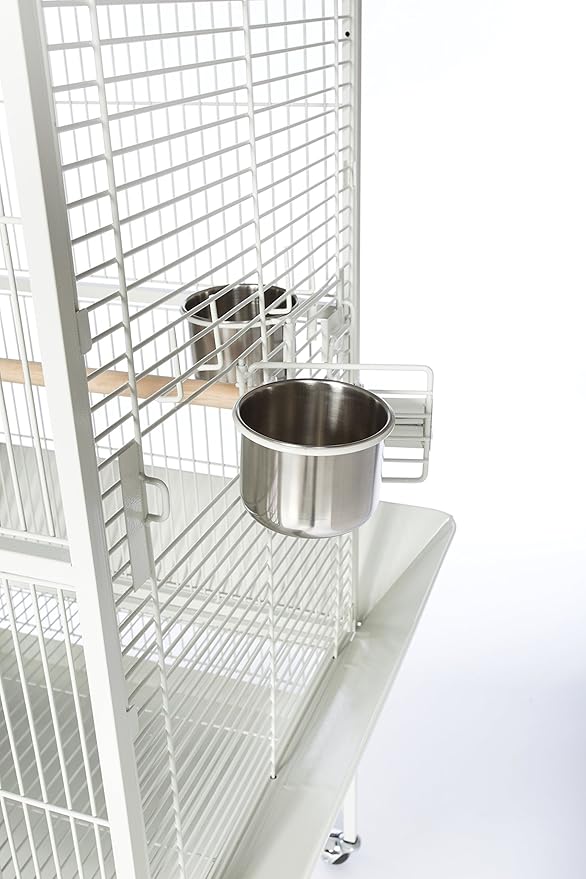 Prevue Pet Products Large Dome Top Bird Cage - Medium Steel Cage with Casters, Dual Locks, Seed Guards, and Perches, Ideal for Cockatiels, Conures, and Similarly Sized Birds - Chalk White