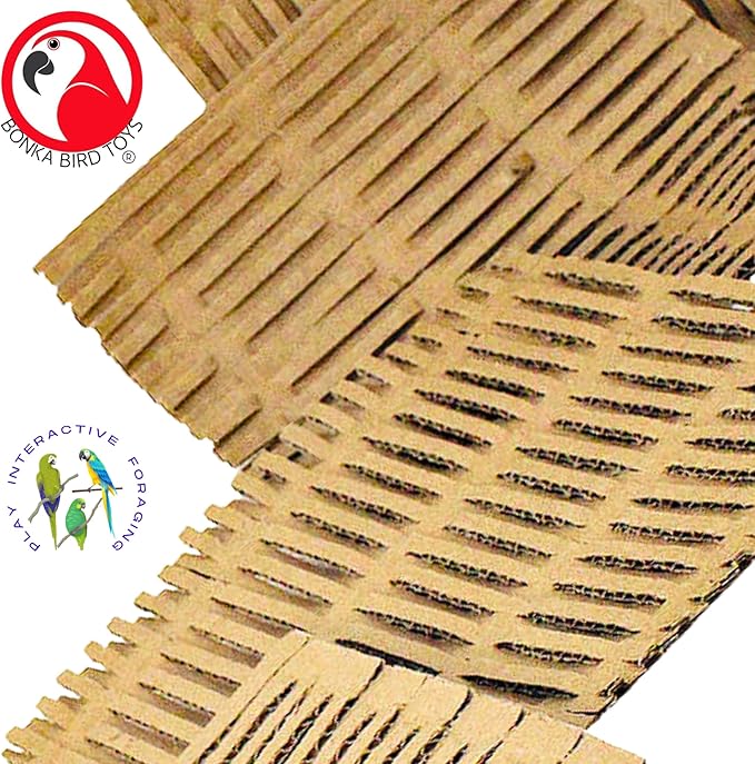 3455 Five 6" x 6" Cardboard Shred Mat Soft Cardboard Bird Toy for Extra Small Small Medium Large and Extra Large Birds Cage Chewing Shredding Foraging Enrichment