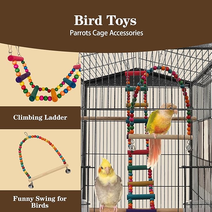 Large Parakeet Cage,Small Bird Cage,Cockatiel Cage for Birds with Covers,Parrot Cage Accessories for Finch,Cockatiels,Conure Bird,Budgie,Pigeon,Canary,Lovebird,Quaker (Meduim Birdcage)