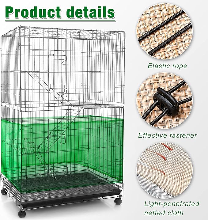 Shappy Large Bird Cage Seed Catcher,Bird Cage Cover Net Skirt Guard,Adjustable Soft Airy Mesh Net for Parrot Parakeet Macaw(118 x 15 Inch/ 300 x 37 cm,Green)