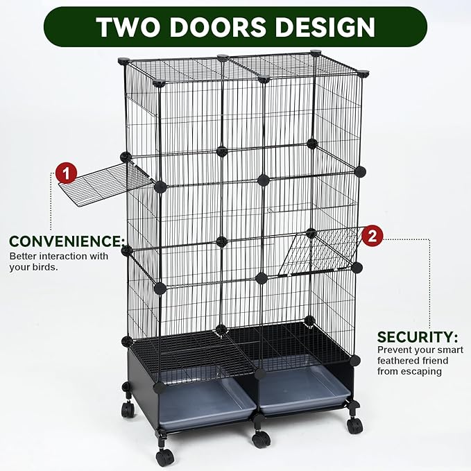 VISCOO Upgraded Encrypted 46-Inch Bird Cage, with Wooden Perches, Metal Parakeet Cage with Slide-Out Tray, Water Bottle&Feeder, Bird Cages for Parrot,Parakeets,Cockatiel,Lovebird,Small Mid-Sized Birds