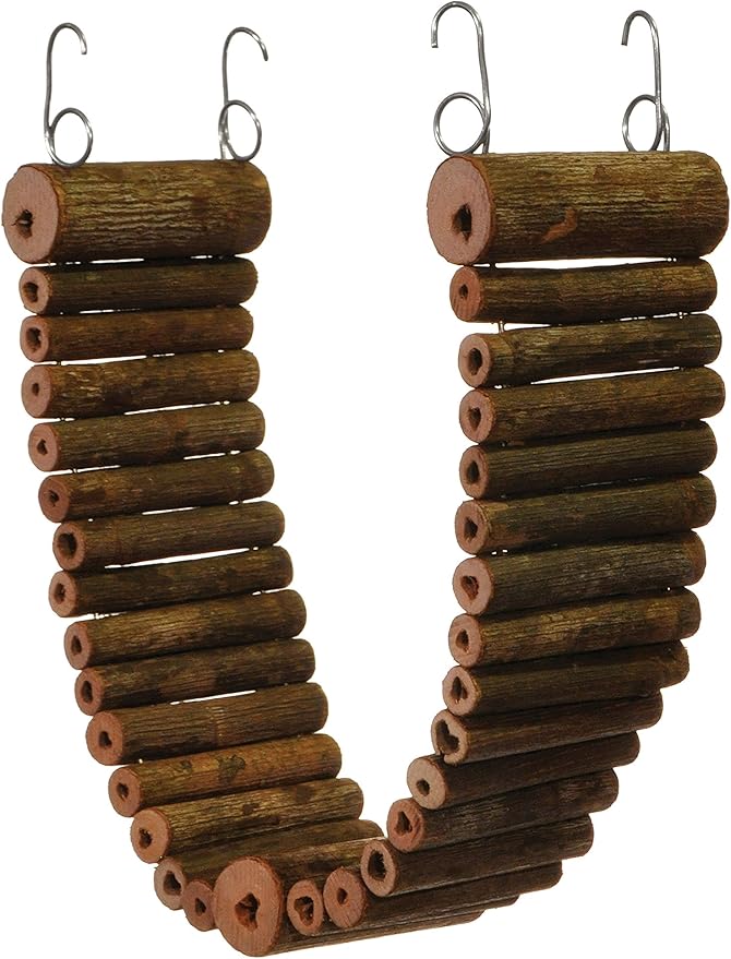 Prevue Pet Products Natural Wonder Walk Ladder - Small Hanging Wooden & Wire Activity Ladder Toy for Small Birds, Gerbils, Hamsters & Mice, Bendable Cage Accessories for Enrichment & Foot Exercise