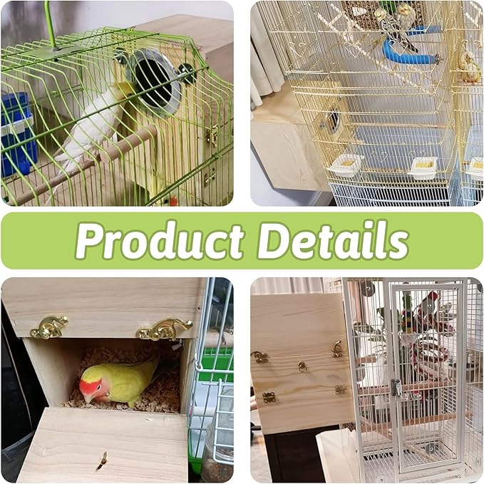 Tfwadmx Bird Wood Breeding Box Lovebirds Nesting Station House Aviary Cage Clear View Window for Parakeet Cockatiel Peony Finch Conure Budgie Parrots Tits Finches and Other Wild Birds