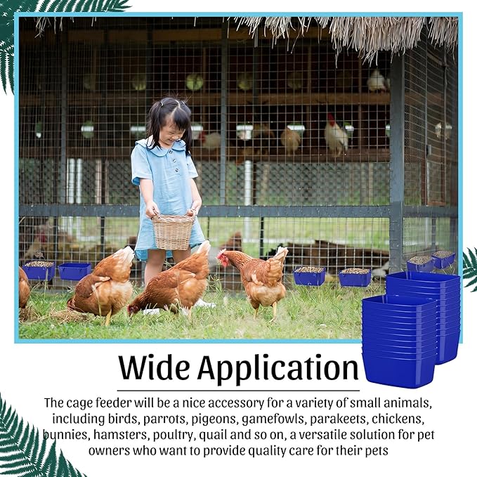 Zhehao 20 Pcs Bird Cage Cups Chicken Feeder Waterer Cups 18 oz Pigeon Feeder Plastic Poultry Wire Cage Hanging Chicken Water Bowl for Pet Bunny Gamefowl Poultry (Dark Blue)