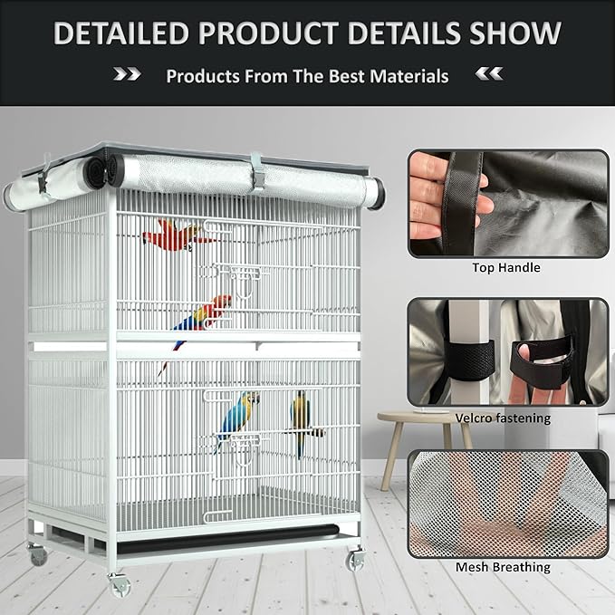 Large Bird Cage Cover - 600D Cage Covers for Night, Good Night Bird Cage Cover for Large Birdcage,Indoors or Outdoors (M)