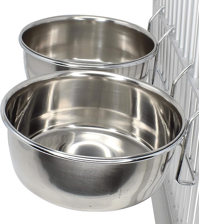 800116 pk2 30oz Stainless Steel Hook Cup Bonka Bird Toys Parrot Parrotlet Budgie Cockatiel Food