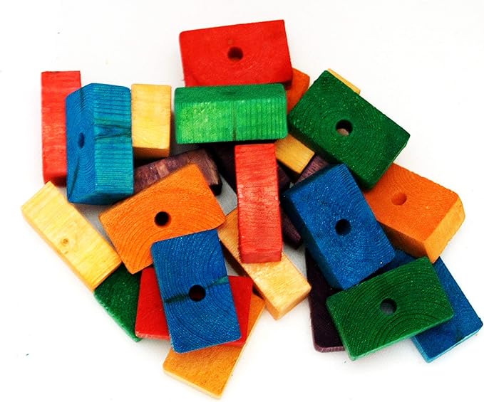 24 Large Colored Wooden Blocks for Bird Parts Macaw African Grey Amazon