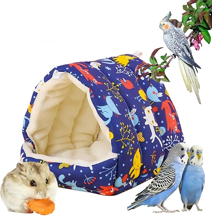 Bird Nest Plush Snuggle Hanging Hammock Bird Cave Parrot Sleeping Bed Shed Hut Hanging Tent for Hamster Parrot Macaw Budgies Parakeet Cockatiels Lovebird-Kitten