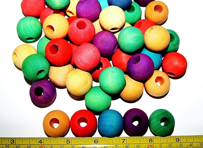 Pet Bird parrot toys Parts 20 Pcs Colored Wood Wooden 1 inch Balls for Cockatoo Amazon Lorie