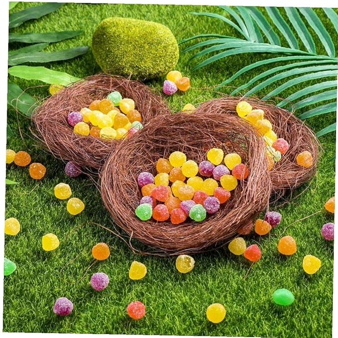 3pcs Artificial Easter Egg Nest Handmade Linen Thread Birds Nest Decoration for Crafts Home Easter Party
