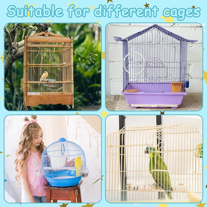 Shappy Large Bird Cage Cover, Bird Cage Seed Catcher, Adjustable Star Pattern Nylon Mesh Net for Parrot Parakeet Macaw Pet Supplies(Blue)