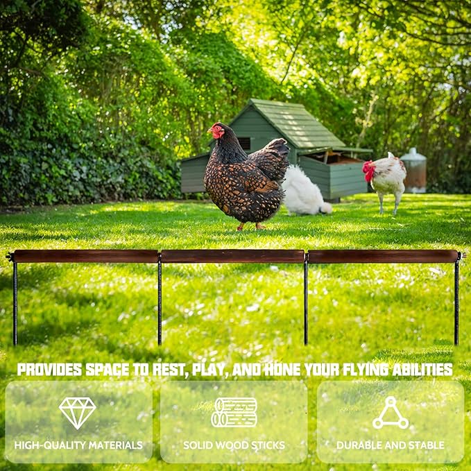 Chicken Toys,Extra Long Chicken Perch Toys,Woodern Chickens Roosts and Perches Stand Training Perch for Poultry Rooster Chicks Large Bird Chicks Parrot, 44.88” Long (Antique Color)