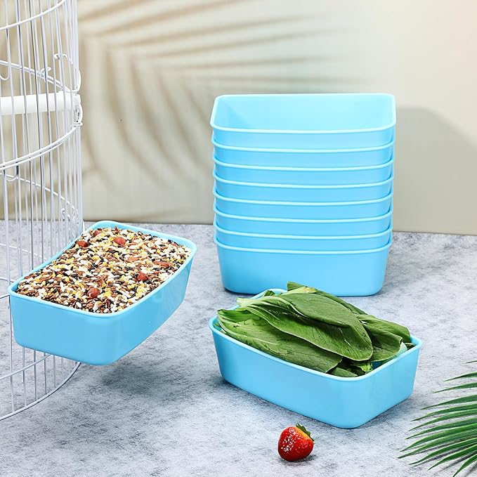 Zhehao 20 Pieces Cage Cups Chicken Feeder Waterer Cups 16 oz Hanging Bird Cage Feeder Plastic Bunny Water Bowl for PET Parrot Pigeon Rooster Gamefowl Poultry Wire Cage(Blue)