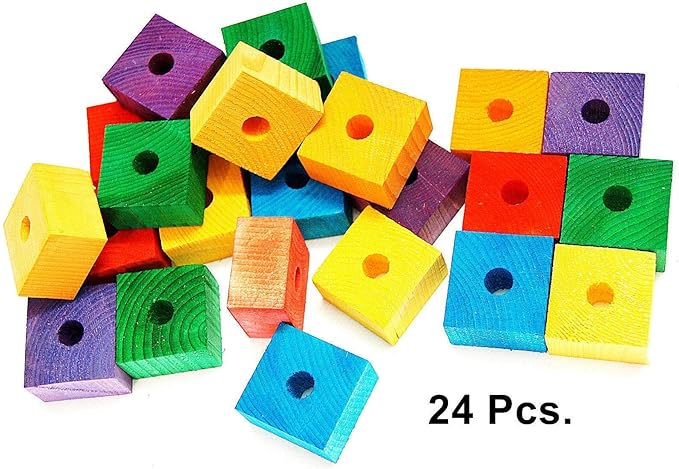 Wooden Colored Large 24 Blocks Bird Parts Amazon Cockatoo Macaw