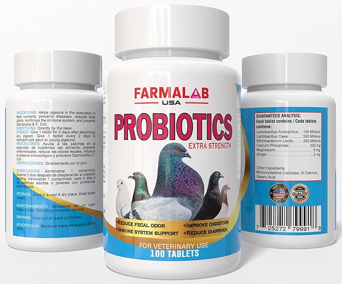 B15 B12 para Palomas Pigeon Vitamin Supplement, 100 Tablets, Energy and Endurance Formula Farmalab