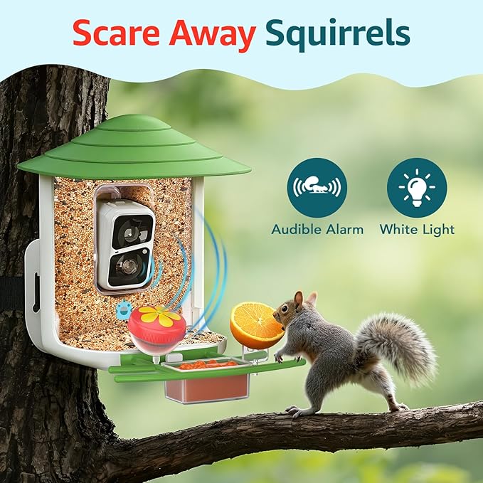 birdsnap® TUC Bird Feeder with Camera 2K HD Live with 32GB Card Auto Detect & Notify AI Identify Camera Birds Feeders Solar Powered Wireless Outdoors Backyard Gift for Mom Dad Birds Lover, 2.4G WiFi