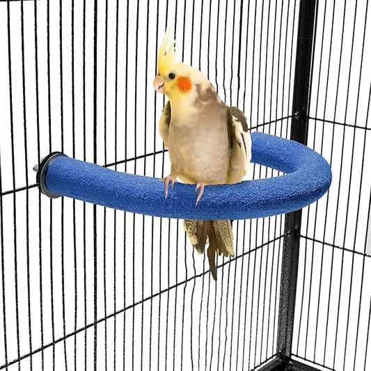 FrgKbTm U Shape Parrot Perch Stand Toy Bird Platform Sand Paw Grinding Clean Stick Exercise Conure Budgie Cockatiel Cage Accessories (Small-Blue)