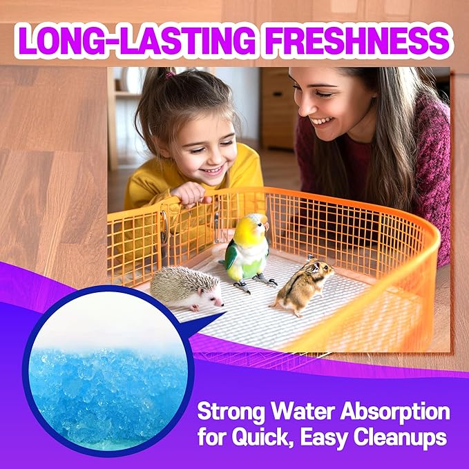 HA SHI Absorbent Bird Cage Liner - 27.9 x 16.1 Inches, 50 Pads, Disposable, Durable 5-Layer, Leak-Proof, Quick-Drying, Odor-Free for Parrots, Parakeets, Budgies, Canaries, Cockatoos