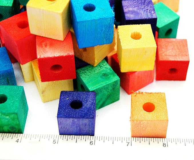 Colored Wooden Wood 48 Pcs. Blocks Parts for Bird