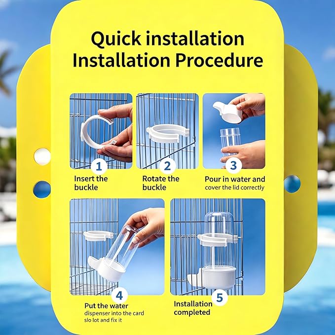Automatic Bird Water Dispenser Cage Hanging Water Feeder with Anti-Spill Design for Parakeet Canary Small Parrot Lovebirds (2PCS 240ml Water Dispenser)