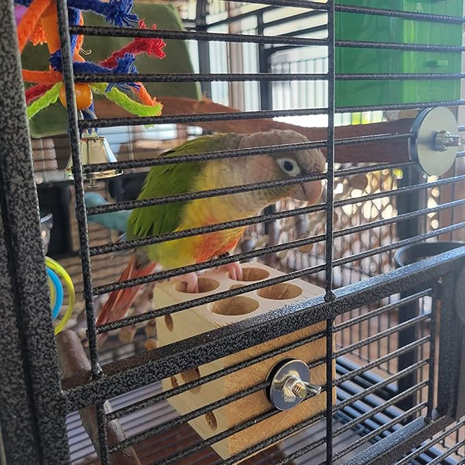QBLEEV Bird Wooden Block Puzzle Parrot Chicken Foraging Toys, Small Animal Shredding Teething Parakeet Cockatiel Conure Budgie Cage Toys