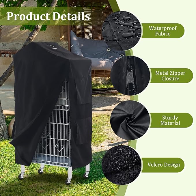 Gralara Bird Cage Cover Birdcage Cover, Washable Protection Blackout Cover Waterproof for Parakeets Lovebirds Macaw, Square Cages Accessories, Style A
