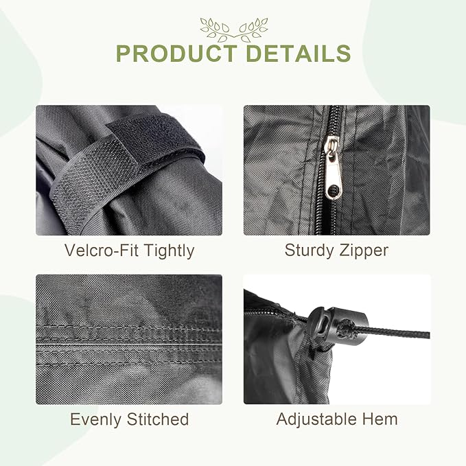 Black Bird Cage Cover, Adjustable with Zipper Panel and Velcro, Block Light and Waterproof, Good Night for Parrot and Small Animals, Size XL