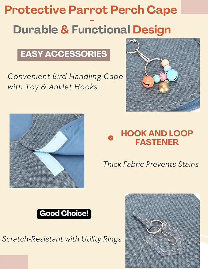 Parrot Diaper Anti Scratch Bird Poop Shoulder Protector Bird Diaper Harness with Anklet Toys for Training Stand Bell Pendant