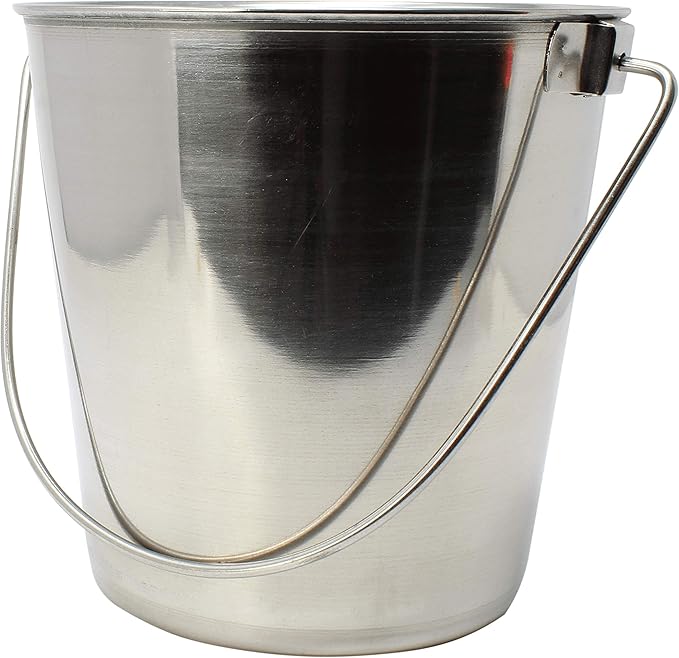 800101 4 Quart Stainless Steel Pail Bonka Bird Toys Durable Shiny Pets Food Water Liquid Treat Feed