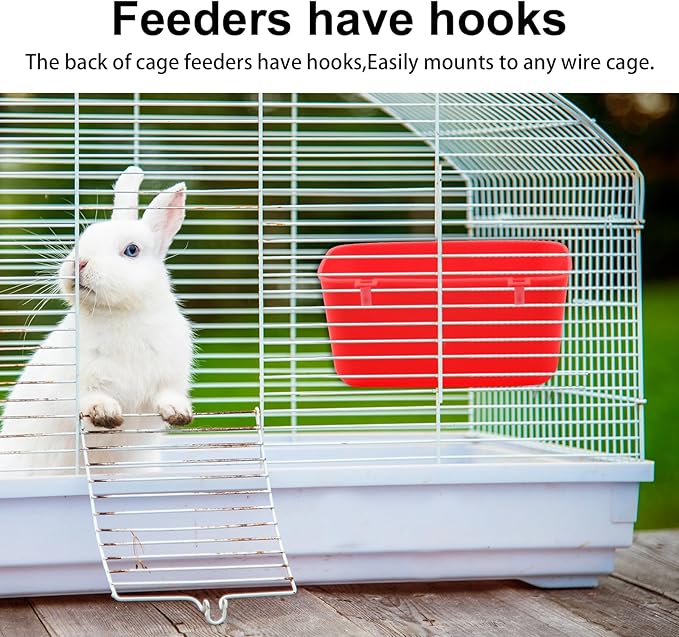 6 Pcs 21 oz Medium Feeder Drinker 5.5x3.5x2.3 Food Container Chicken Feeder Hanging Feeding Tray Bowl Box Trough Food Dispenser for Duck Goose Quail Chick Cat and Dog