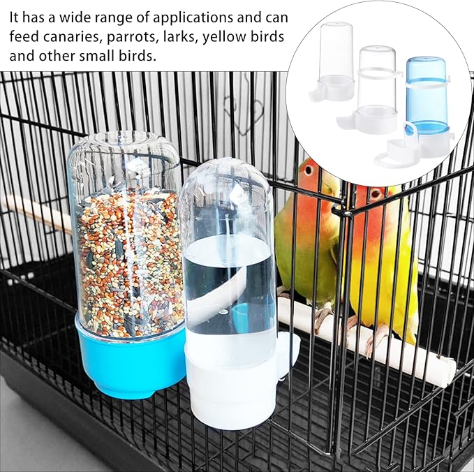 Hamster Water Bottle Bird Feeder- 3Pcs Bird Water Dispenser for Cage, Automatic Feeder, Food for Cage Pet Parrot Budgie Loves Cockatiel Automatic Rabbit