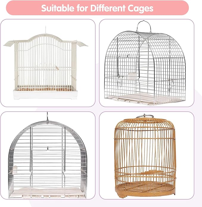 Bird Cage Seed Catcher, 45-90'' Adjustable Bird Cage Cover, Universal Nylon Bird Cage Mesh Net, Bird Cage Skirt Guard Accessories for Parrot Parakeet Macaw Round Square Cage (Pink)
