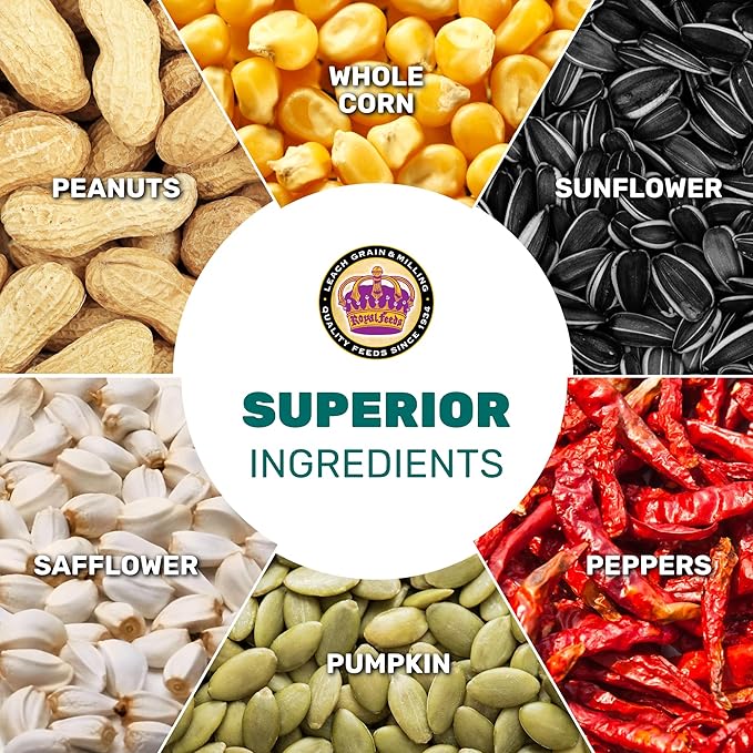LEACH GRAIN & MILLING CO. Parrot Mix 25 lbs, Nutrient-Rich Blend Birdseed, Supports Energy, Growth & Digestive Health, Tasty and Enjoyable Premium Parrot Food for Healthy & Balanced Diet