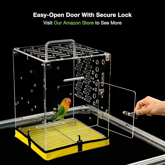GuineaLoft™ Acrylic Bird Cage Model-ETO, Crystal Clear, 360° Panoramic View, Portable & Easy Clean Design with Canvas Bottom- Visit the GuineaLoft Store