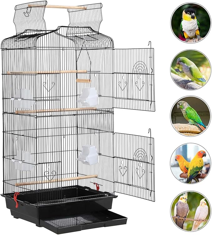 Topeakmart Open Play Top Bird Cage Parakeet Cage with Slide-Out Tray for Small Parrot Budgies Finches Canaries Lovebirds